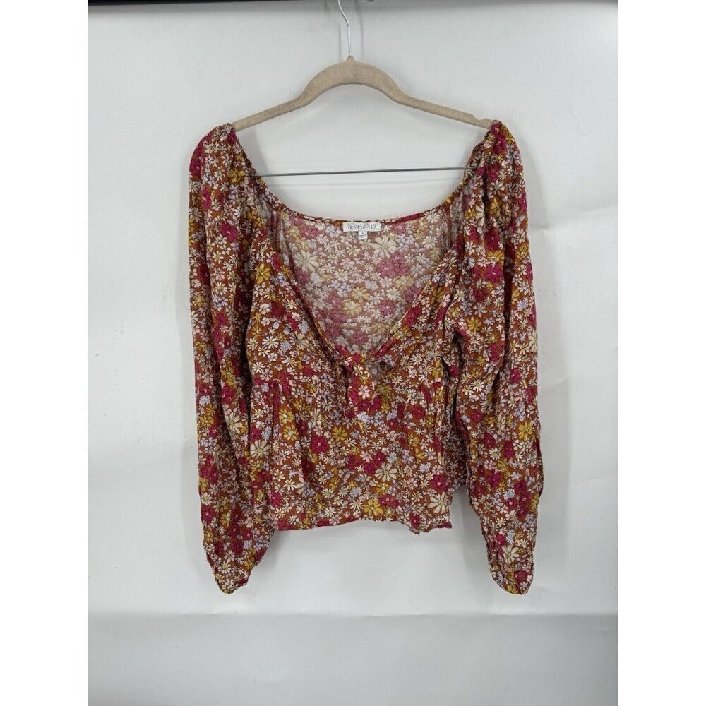 Patrons Of Peace Blouse Women Small Brown Milk Maid Coquette Bohemian Prairie‎